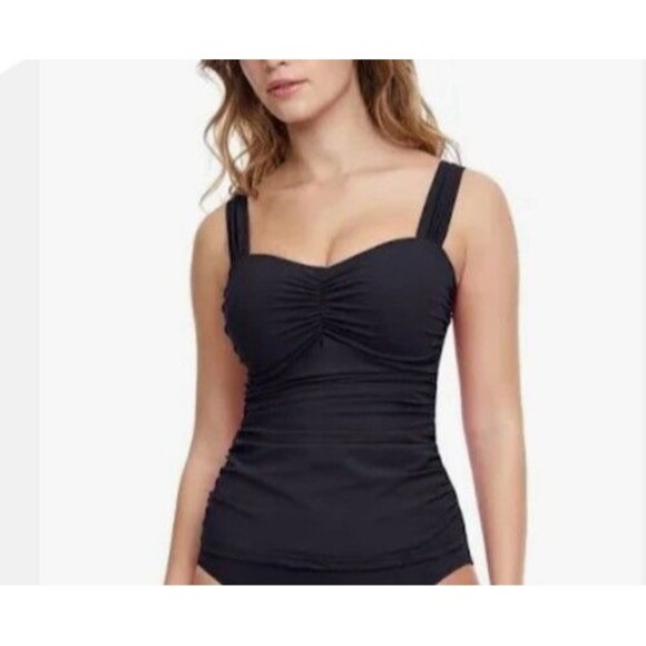 Size 32D Profile By Gottex Black Underwire Tankini Top Swimsuit Top - Picture 1 of 7